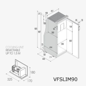 Vitrifrigo Slim 90 dimensions